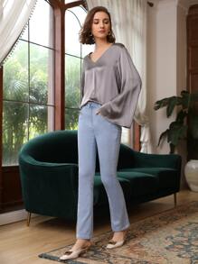 MOTF PREMIUM 100% SILK BELL SLEEVE TOP - Grey - View 3