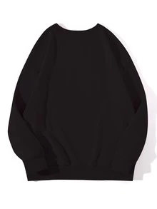 Áo nỉ Plus Size Đồ họa Lá thư Giải trí - màu đen - Xem 2