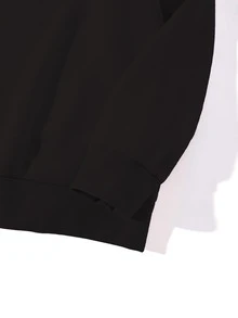 Áo nỉ Plus Size Đồ họa Lá thư Giải trí - màu đen - Xem 4