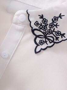 1入女式梅花刺繡領子時尚雪紡可拆卸領子,適合日常使用 - 白色 - 查看 3