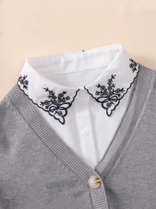 1入女式梅花刺繡領子時尚雪紡可拆卸領子,適合日常使用 - 白色 - 查看 4