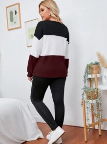 SHEIN LUNE Plus Cut And Sew Drop Shoulder Tee - Multicolor - View 2