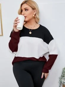 SHEIN LUNE Plus Cut And Sew Drop Shoulder Tee - Multicolor - View 3