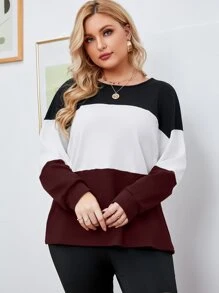 SHEIN LUNE Plus Cut And Sew Drop Shoulder Tee - Multicolor - View 4