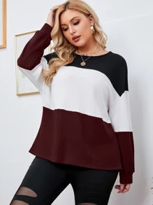 SHEIN LUNE Plus Cut And Sew Drop Shoulder Tee - Multicolor - View 7