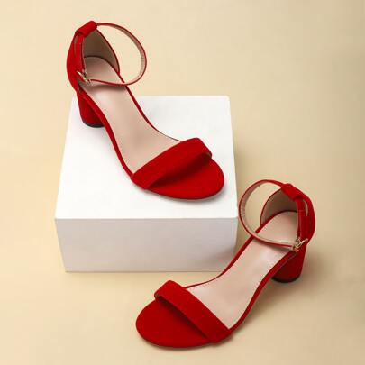 Minimalist Chunky Heeled Ankle Strap Sandals