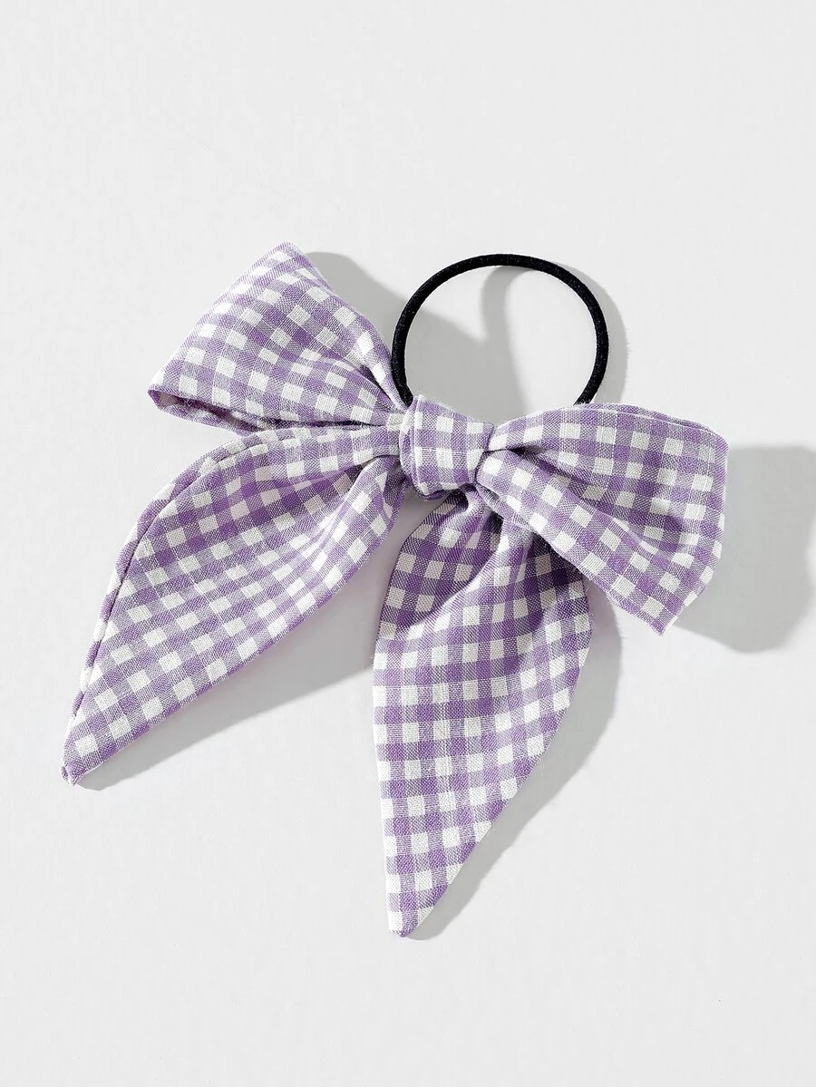 Plaid Bow Decor Hair Tie - Multicolor - View 1