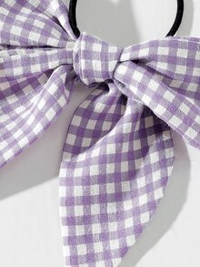 Plaid Bow Decor Hair Tie - Multicolor - View 3