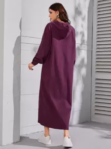 Mulvari Váy Ả Rập Dây kéo Nút phía trước màu trơn Giải trí - Màu tím - Xem 2