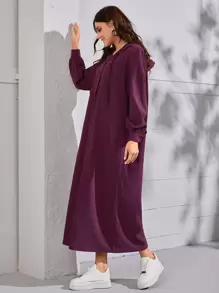 Mulvari Váy Ả Rập Dây kéo Nút phía trước màu trơn Giải trí - Màu tím - Xem 4