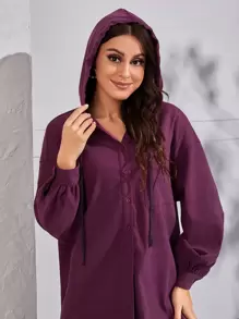 Mulvari Váy Ả Rập Dây kéo Nút phía trước màu trơn Giải trí - Màu tím - Xem 5