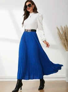 Modelyn Puff Sleeve Mock Neck T-Shirt - White - View 3