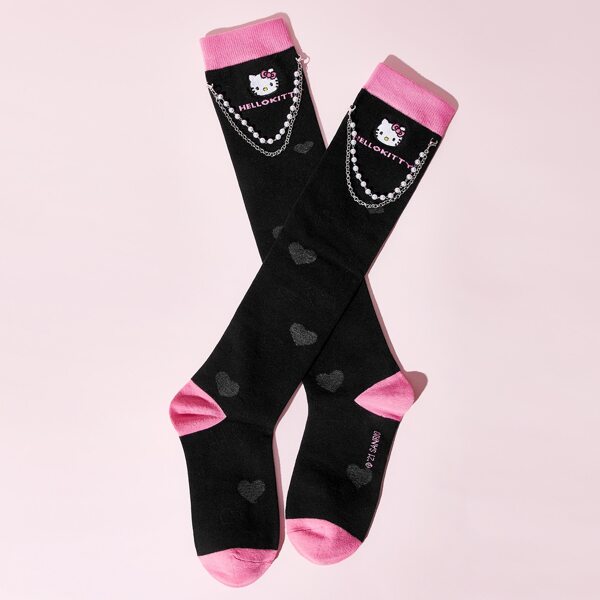 

Cartoon Graphic Over The Calf Socks, Multicolor