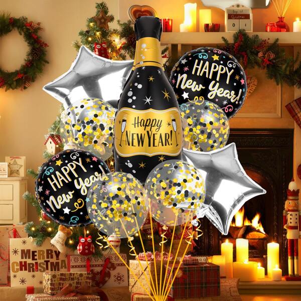 

9pcs Wine Bottle Shaped Balloon Set, Multicolor