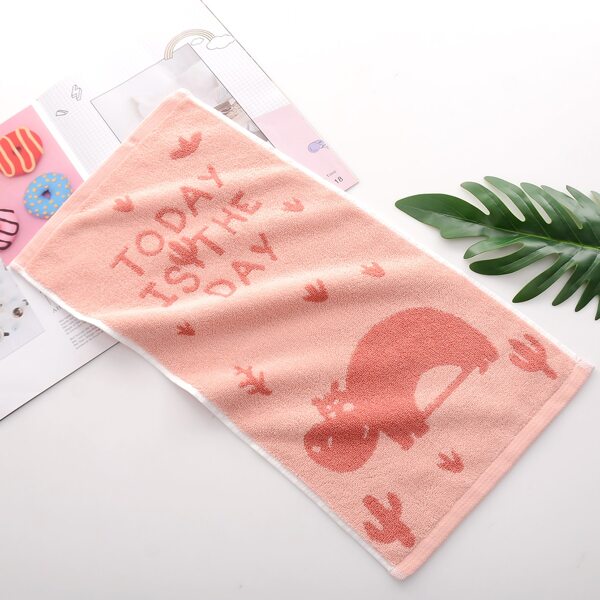 

1pc Hippo Print Towel, Pink