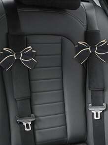 2入組綁結蝴蝶結裝飾安全帶肩墊 - 黑色 - 查看 1