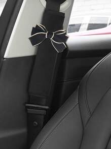 2入組綁結蝴蝶結裝飾安全帶肩墊 - 黑色 - 查看 2