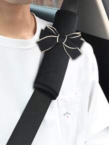 2入組綁結蝴蝶結裝飾安全帶肩墊 - 黑色 - 查看 4