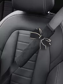 2入組綁結蝴蝶結裝飾安全帶肩墊 - 黑色 - 查看 5