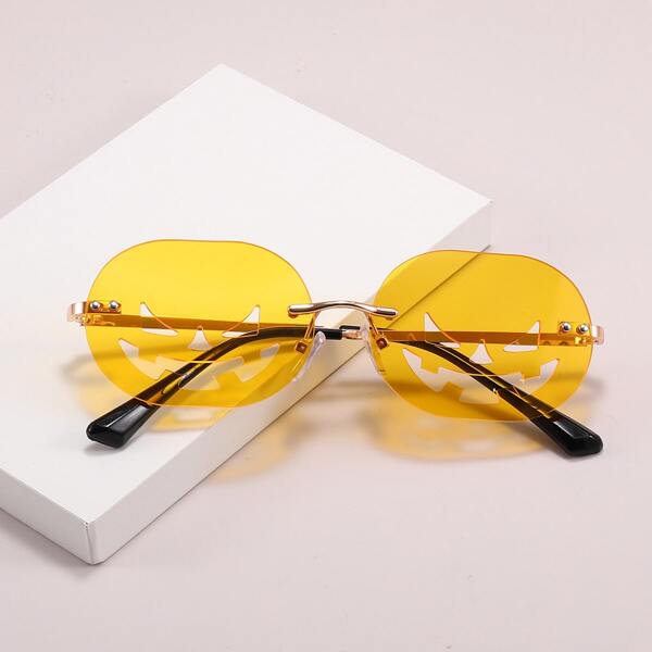 

Kids Halloween Pumpkin Design Rimless Sunglasses, Yellow