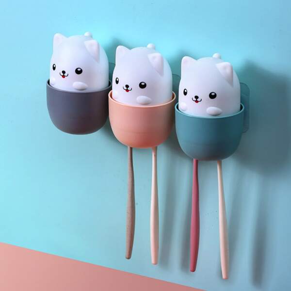 

1pc Cat Shaped Random Color Toothbrush Storage Rack, Multicolor