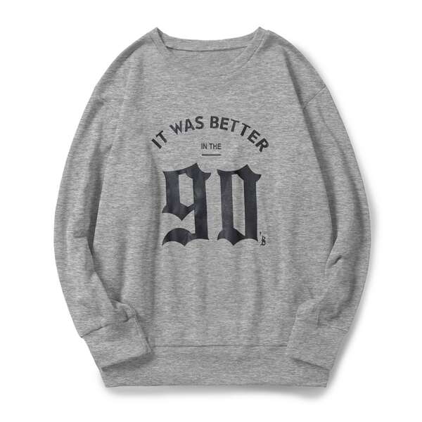 

Plus Slogan Graphic Thermal Pullover, Light grey