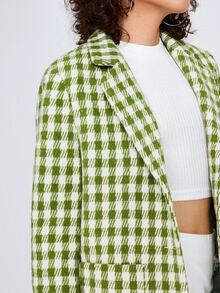 SHEIN Privé Blazer con patrón de guingán con doble bolsillo - Multicolor - Ver 3