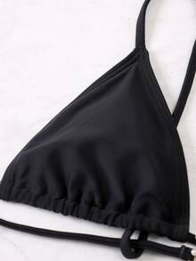 Bikini de gráficos de dibujos animados para la playa de verano - Negro - Ver 4