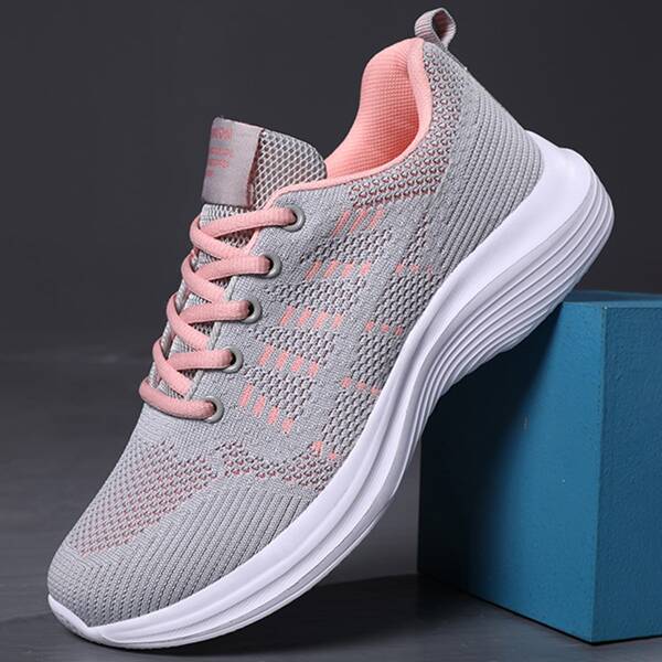 

Minimalist Lace-up Front Knit Sneakers, Multicolor