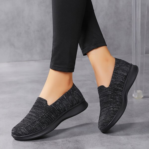 

Breathable Knit Slip On Shoes, Black