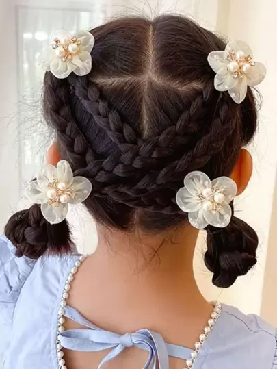 4pcs Teen Girls Flower Design Alligator Clip