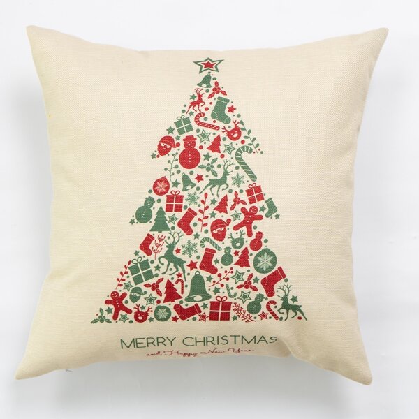 

Christmas Tree Print Cushion Cover Without Filler, Multicolor