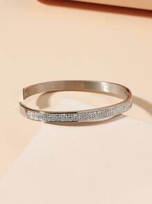 Rhinestone Decor Bangle - Silver - View 4
