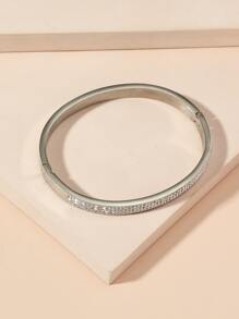 Rhinestone Decor Bangle - Silver - View 2