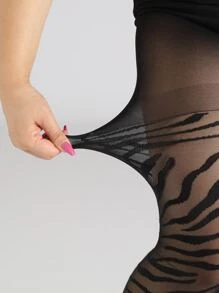 Xà cạp sọc ngựa vằn Plus size - màu đen - Xem 5