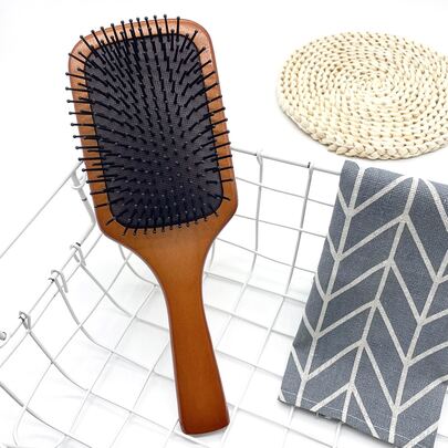 1 Pieza Cepillo desenredante para el cabello, Cepillo de masaje de madera cuadrado grande con cojín de aire, Cepillo desenredante con dientes de peine suaves, Peine para hombres y mujeres, para todo tipo de cabello, regalo para niñas, cepillo de pelo, peine, herramientas para el cabello, productos y accesorios para el cabello para peluquería, salón de belleza, vuelta al colegio, artículos esenciales de viaje, para mujeres, cepillo, peine de madera, cepillo de pelo, equipo de peluquería, peinado, peluquería, cepillo de pelo, conjunto de cepillos de pelo, peine de pelo, peine para rizos, cepillo desenredante, cepillo de pelo para mujeres, accesorios de barbería, barbería, equipo de peluquería