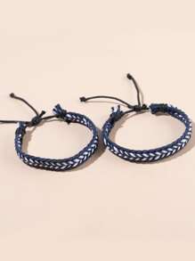 2入組極簡風格編織手鏈