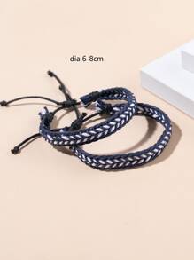 2入組極簡風格編織手鏈