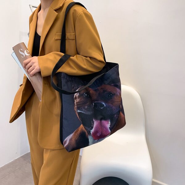 

Animal Graphic Canvas Shopper Bag, Black