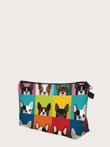 1 Bolsa de cosméticos con diseño colorido de perrito de dibujos animados, estética Y2K, bolsa de mano relajada y portátil para artículos de aseo, ideal como regalo para dama de honor, mamá, cumpleaños, amigos y maestros, y para decoración del hogar, baño, sala de estar y dormitorio, organizador de joyas, aceite de labios y esmalte de uñas