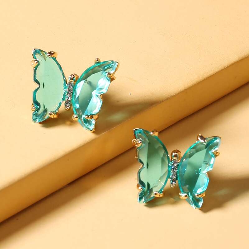 

Butterfly Design Stud Earrings, Baby blue