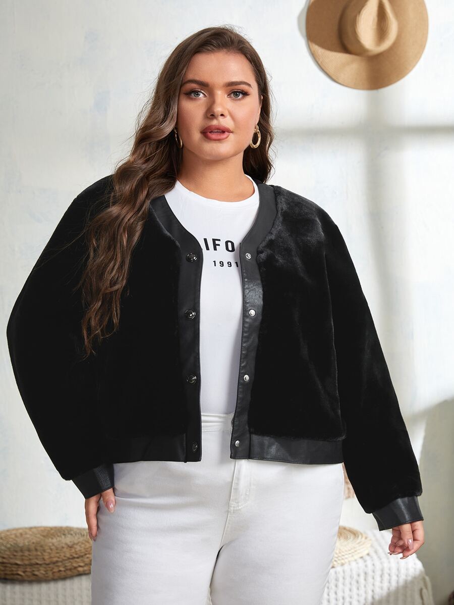 Calvaya Plus Contrast Trim Velvet Jacket - Black - View 1