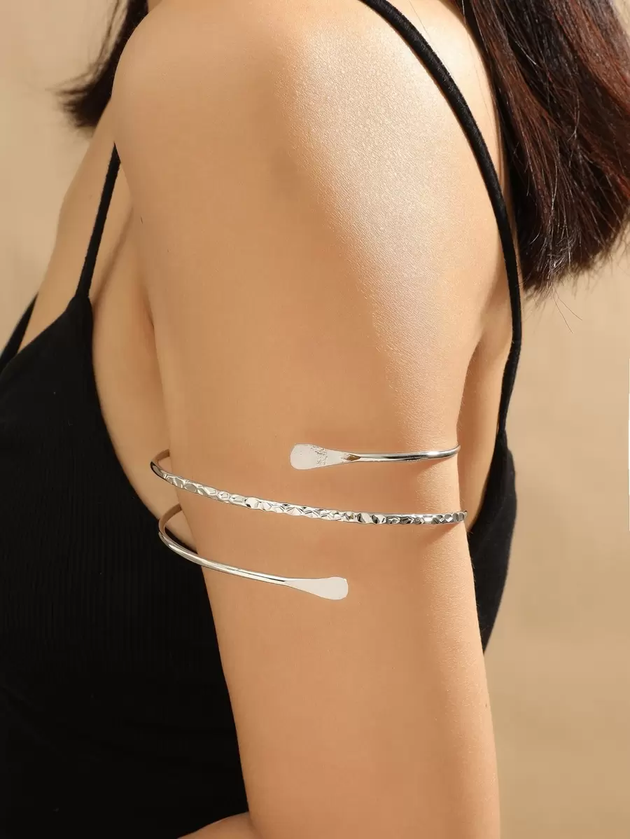Minimalist Arm Cuff - Silver - View 1