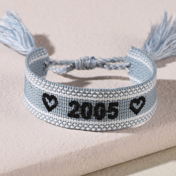 

Year Number Embroidered Bracelet, Multicolor