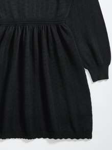 女孩燈籠袖網眼針織毛衣洋裝