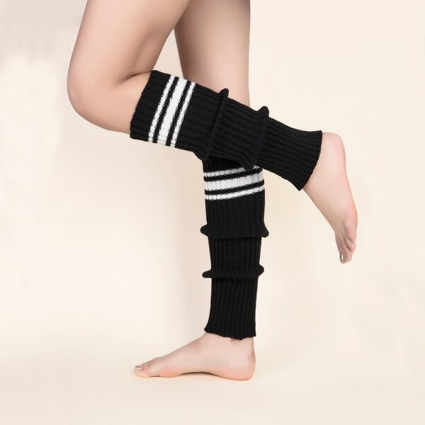 

Striped Leg Warmers, Black