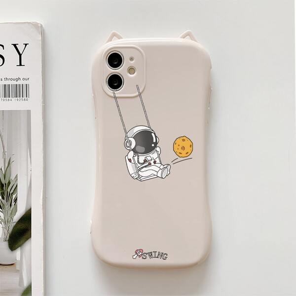 

Cartoon Astronaut Phone Case, Apricot