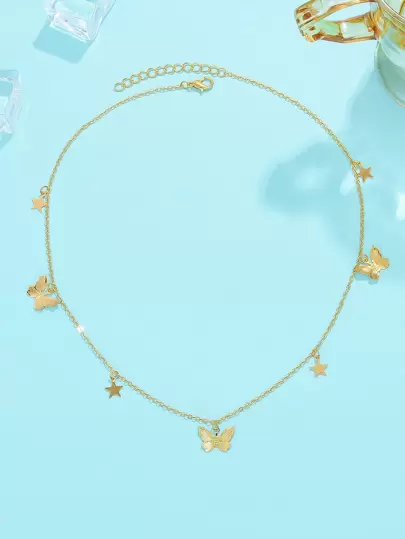 Girls Butterfly Charm Necklace