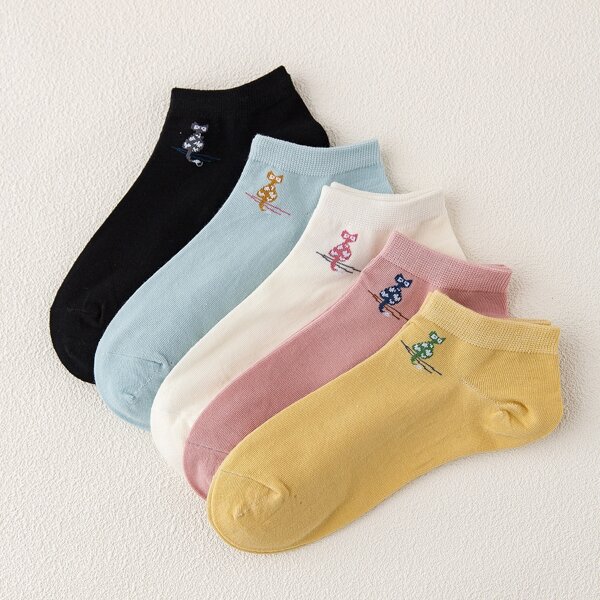 

5pairs Cartoon Graphic Ankle Socks, Multicolor