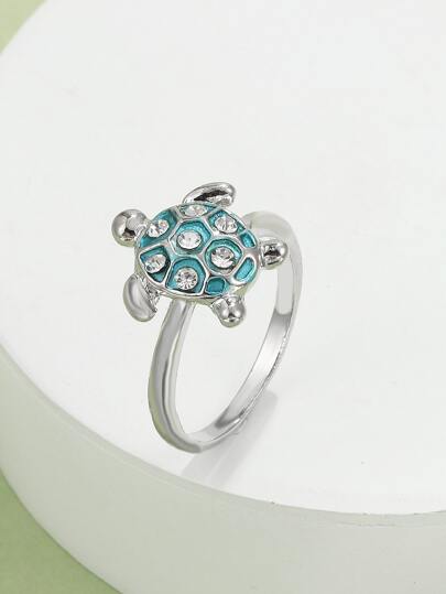 Girls Rhinestone Tortoise Decor Ring